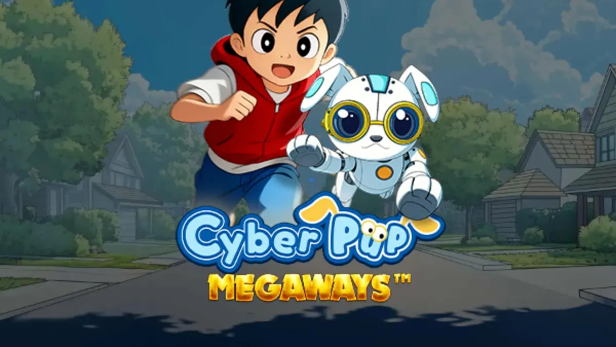 Cyber Pup Megaways slot machine interface with futuristic anime theme